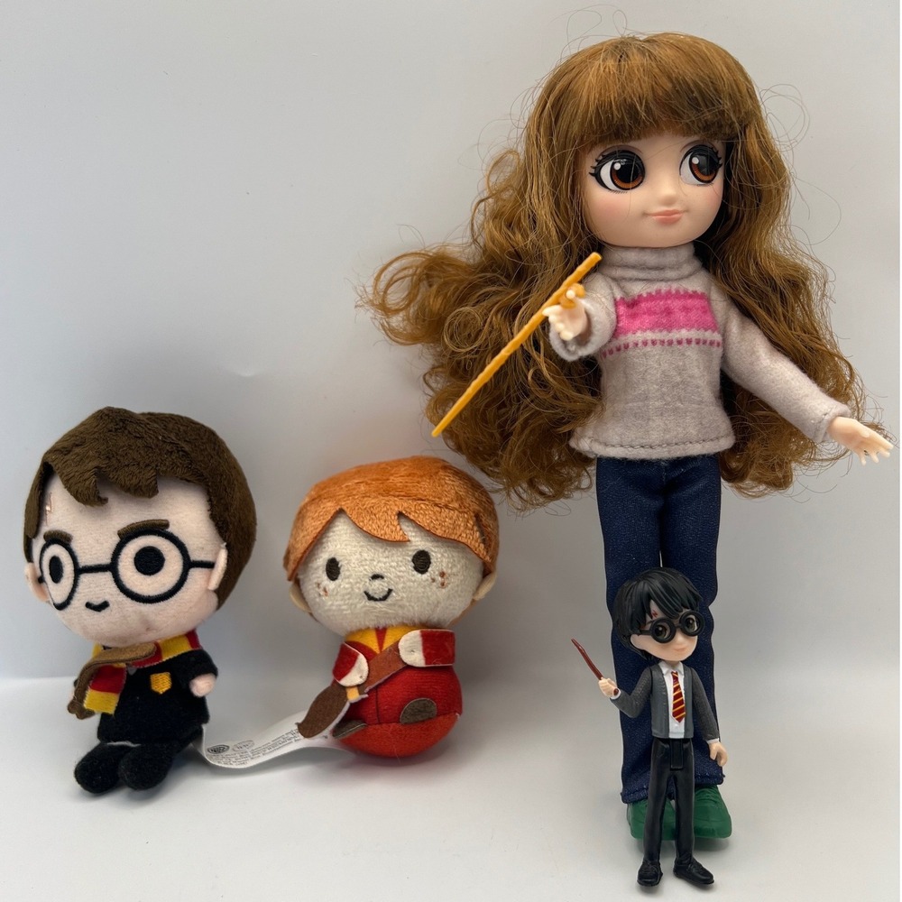 Harry Potter Mixed Lot of 4 toys Action Figures and Plush Harry Ron Hermoine